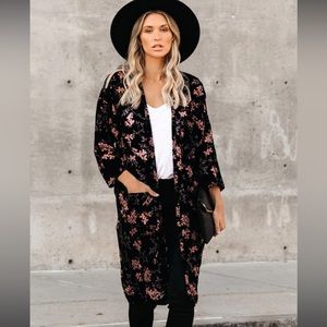 VICI velvet floral duster/cardigan